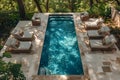 Serenity Poolside: Luxe Minimalist Oasis. Concept Poolside Living, Serene Luxury, Minimalist Oasis,