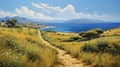 Serenity\'s Path: A Breathtaking Oil Painting Of A Seaside Dirt Path