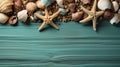 Serenity on the Shore: Two Shells and a Starfish on a White Beach AI Generated Royalty Free Stock Photo