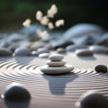 Serenity in Stone: Captivating Minimalistic Pebble Arrangement with Japanese Rock Garden Reflection