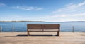 The Serenity of an Unoccupied Bench on the Pier with a calm ocean in the background. Generative AI