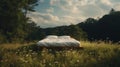 Serenity Unveiled: King-Sized Bed Amidst Wildflowers in Meadow Bliss