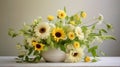 Serenity In Yellow: A Dazecore Floral Arrangement In A White Vase