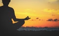 Serenity and yoga practicing at sunset Royalty Free Stock Photo