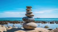 Serenity of Zen Stones Tower at Beach Royalty Free Stock Photo