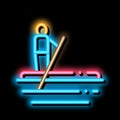 Serfing Canoeing neon glow icon illustration