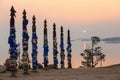 Serge Poles at Cape Burhan at sunrise. Olkhon island, Lake Baikal, Irkutsk region, Russia