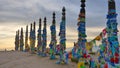 Serge posts on Olkhon Island Shaman Rock, Baikal sunset landscape view