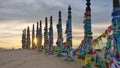 Serge posts on Olkhon Island Shaman Rock, Baikal sunset landscape view