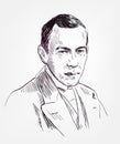 Sergei Rachmaninoff famous vector sketch portrait