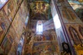 Sun beams from window inside orthodox church of The Holy Trinity Saint Sergius Lavra