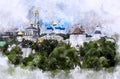 Sergiev Posad Skyline watercolor