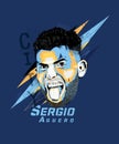 Digital art of Sergio Aguero - Argentine footballer. Royalty Free Stock Photo