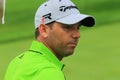 Sergio Garcia studies the putting green Royalty Free Stock Photo