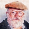 Sergio Leone watercolor and ink illustration portrait