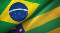 Sergipe state and Brazil flags textile cloth, fabric texture