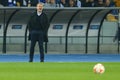 Serhiy Rebrov shouts at the edge of the field, UEFA Europa League Round of 16 second leg match between Dynamo and Everton