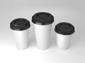 Serial image paper coffee cups for presentation logo or illustration