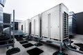 Series of air conditioning units on roof