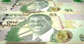 Banknotes of one bahamian dollar rolling on screen, cash money, loop