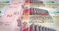 Banknotes of ten kuwaiti dinar rolling on screen, cash money, loop