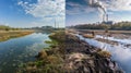 A series of beforeandafter photos showcasing the positive impact of biofuel on the environment. The first photo shows a Royalty Free Stock Photo