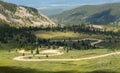 Series of bends on Cottonwood pass dirt road Royalty Free Stock Photo