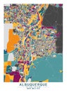 Albuquerque NewMexico USA Creative Color Block city Map Decor Serie