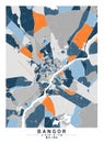Bangor Maine USA Creative Color Block city Map Decor Serie