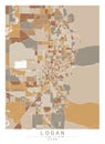 Logan Utah USA Creative Color Block city Map Decor Serie