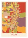 Logan Utah USA Creative Color Block city Map Decor Serie