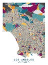 LosAngeles,California USA Creative Color Block Map Decor Serie