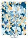 Tupelo Mississippi USA Creative Color Block city Map Decor Serie