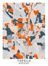 Tupelo Mississippi USA Creative Color Block city Map Decor Serie