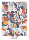 Tupelo Mississippi USA Creative Color Block city Map Decor Serie