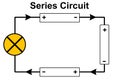 Series circuit diagram with three battery Royalty Free Stock Photo