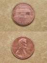 From series: coins of world. America. ONE CENT. Royalty Free Stock Photo