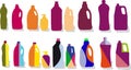 Series of colored plastic bottles lined up for beauty Royalty Free Stock Photo
