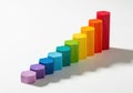 Colorful hexagonal blocks arranged in ascending bar chart isolated on white background Royalty Free Stock Photo