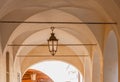 Series of cross vaults under an ancient arcade the small and Royalty Free Stock Photo