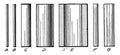 Series of Cylinder Line Shading three to dimensional rectangle vintage engraving