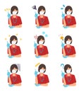 Various sets of nurses\' (caregivers\') facial expressions. Royalty Free Stock Photo