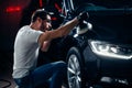 Series of detailed cars: Polishing a car Royalty Free Stock Photo