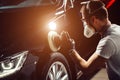 Series of detailed cars: Polishing a car Royalty Free Stock Photo