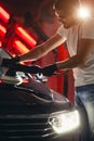 Series of detailed cars: Polishing a car Royalty Free Stock Photo