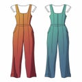 Colorful Jumpsuit Designs: Fashion Illustration With Minimalist And Graphic Elements Royalty Free Stock Photo