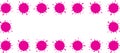 A series of evenly spaced magenta ink splatters form a rectangular border on a white background Royalty Free Stock Photo