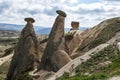 A series of fairy chimneys near Urgup in the Cappadocia region of Turkey. Royalty Free Stock Photo