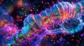 A series of fluorescent images capturing the journey of a single molecule through the winding pathways of a