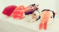 Series of four kinds Nigirisushi Royalty Free Stock Photo